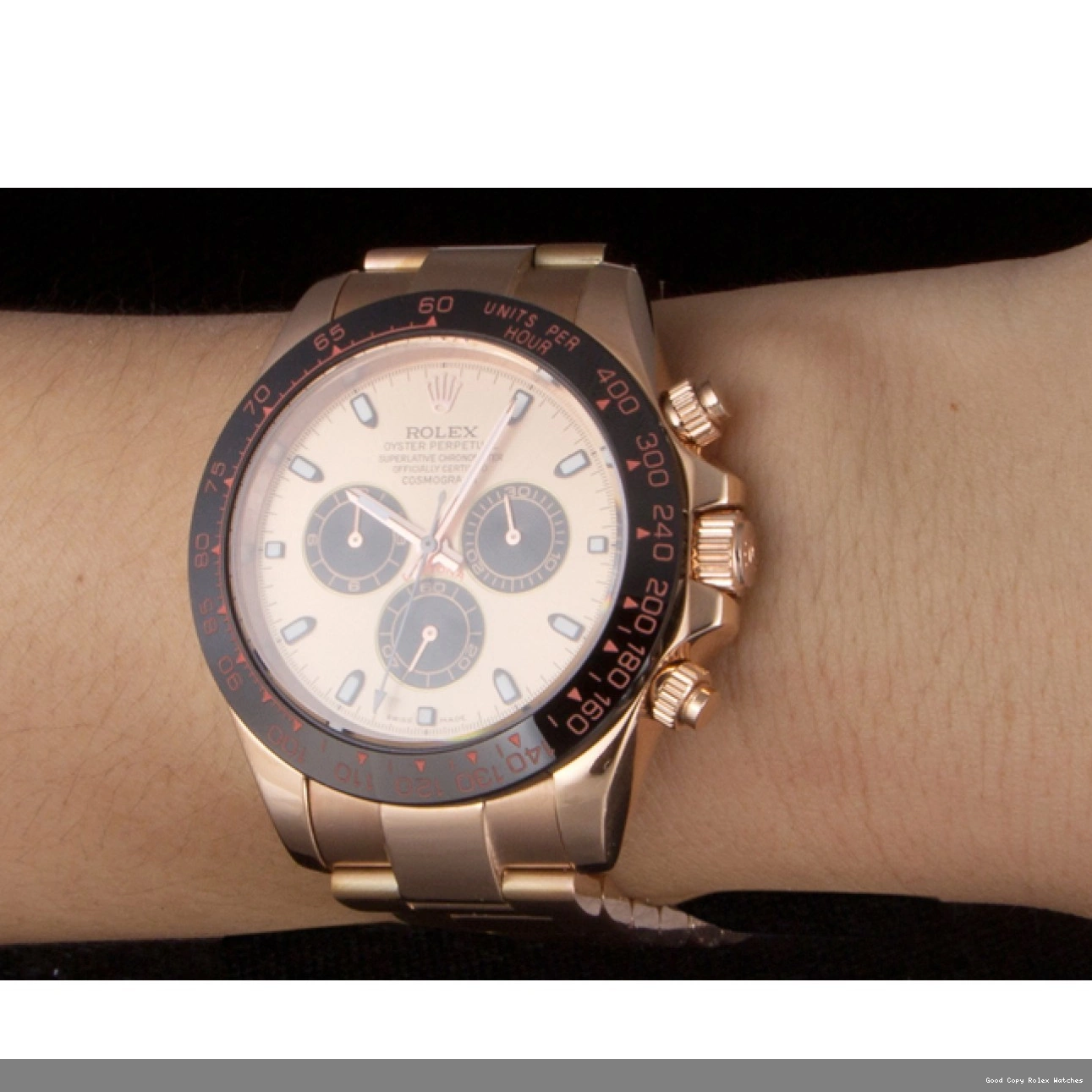 AAA Replica Watches Plated Gold Gold Rose Rolex 80244 Strap Ion Daytona Rose Tachymeter Dial 0814